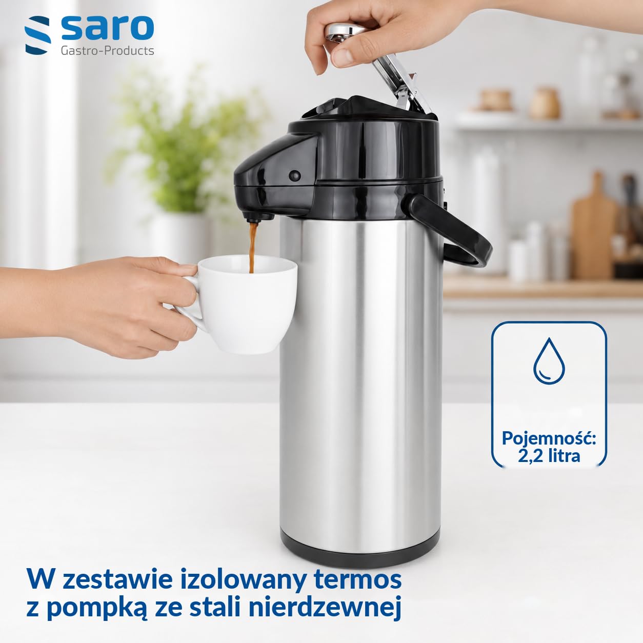 Saro 317-2085 SAROMICA THERMO 24 Ekspres do Kawy, 1900 W, 1,8 L, Srebrny