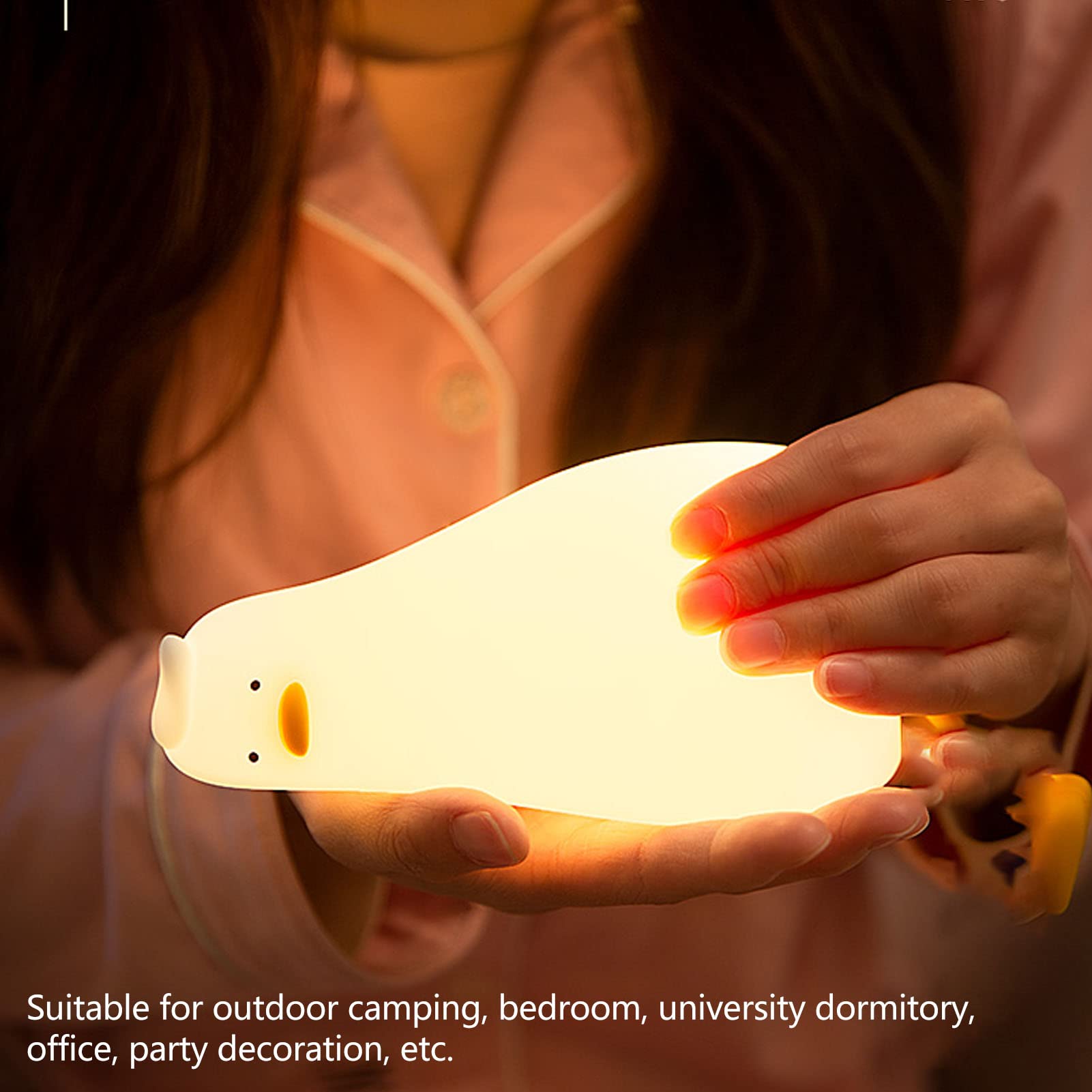 Luce notturna a forma di anatra piatta sdraiata, luce notturna per asilo dimmerabile a 3 livelli, simpatica lampada touch in silicone | Leroy Merlin