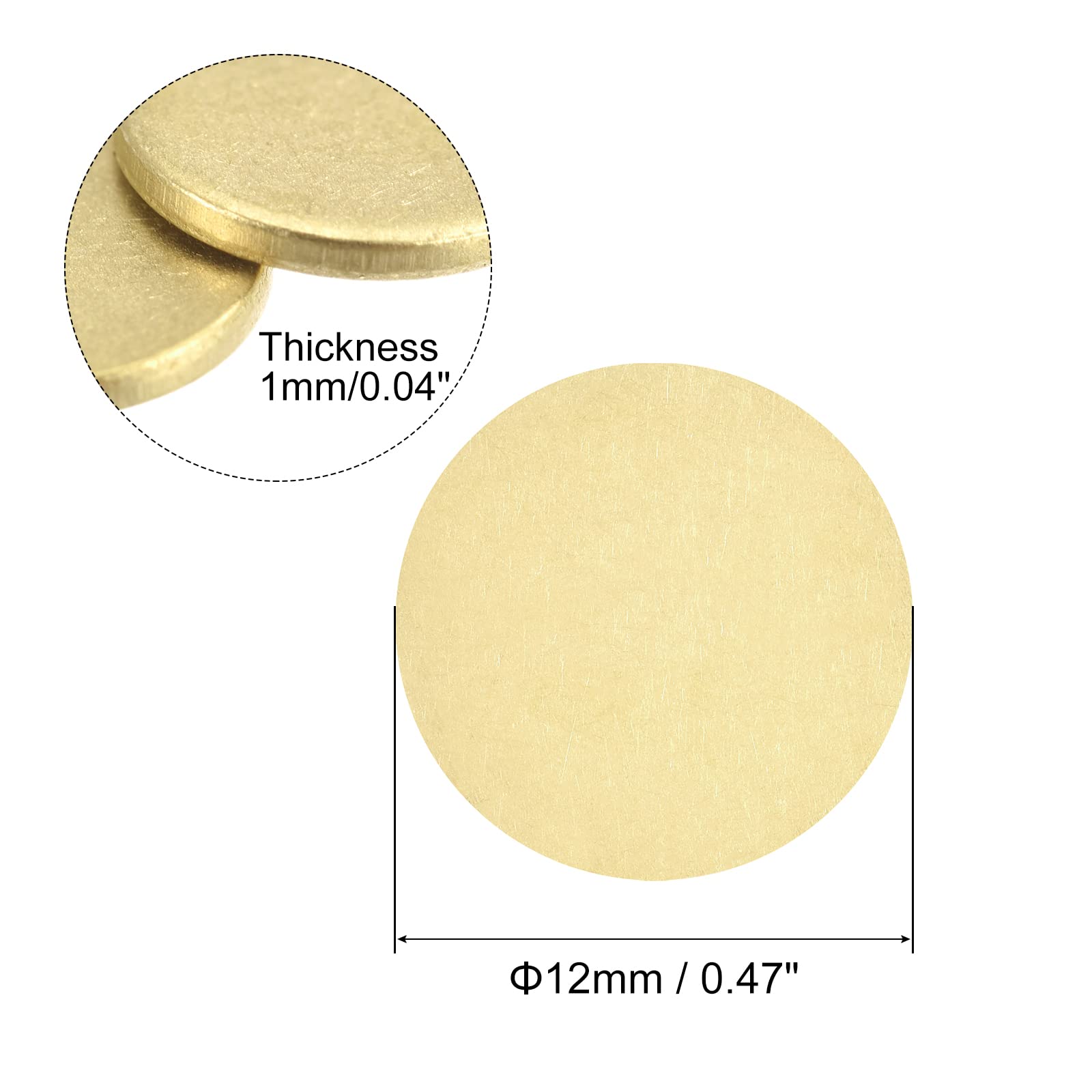 MECCANIXITY Brass Stamping Blank Round Metal DIY Tag 12mm Dia 1mm Thick for Craft, Pendant Decoration, Pack of 40