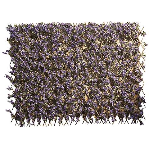 Artificial Lavender Hedge Trellis 1 x 2m Expandable Privacy Screening Panel for Gardens, Balcony and Terraces Cover