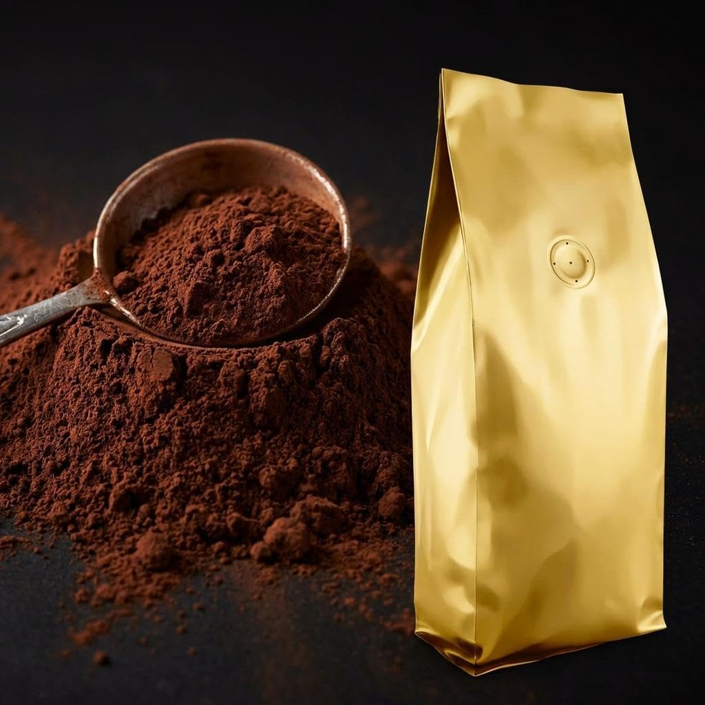 AwePackage 8oz Side Gusseted Bag with Aroma Valve - Gold (100)