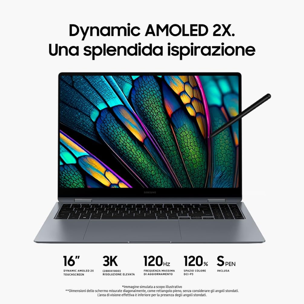 Samsung Galaxy Book4 Pro 360 Intel Core Ultra 7 16GB RAM 512GB 16" Dynamic AMOLED 2X Touch Laptop Windows 11 Home Moonstone Gray