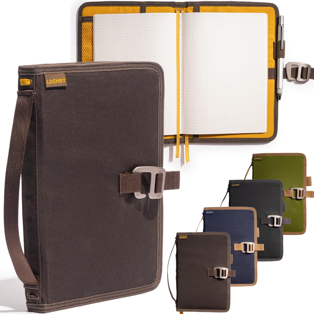 LOCHBY Field Journal, Planner, Sketchbook,Waxed Canvas,Water Resistant Cover,Stout Pen Loop,Multiple Pockets, Colors & Refill Options,Stylish & Durable for Journaling and Writing,Women,6.75”x9.75”x1”