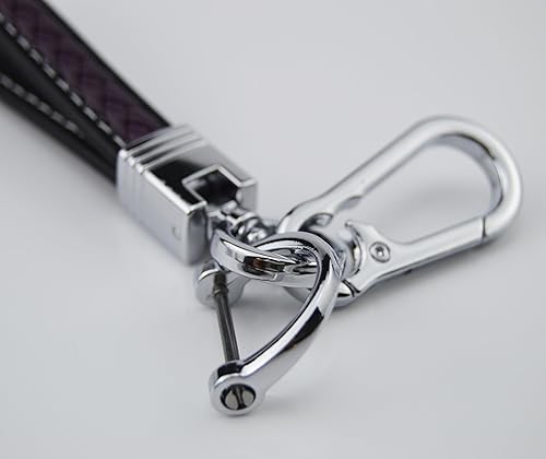 Miniatura 6 de Llavero trenzado de cuero de 2 capas con anillo en D cromado y gancho para todos los llaveros de automóvil