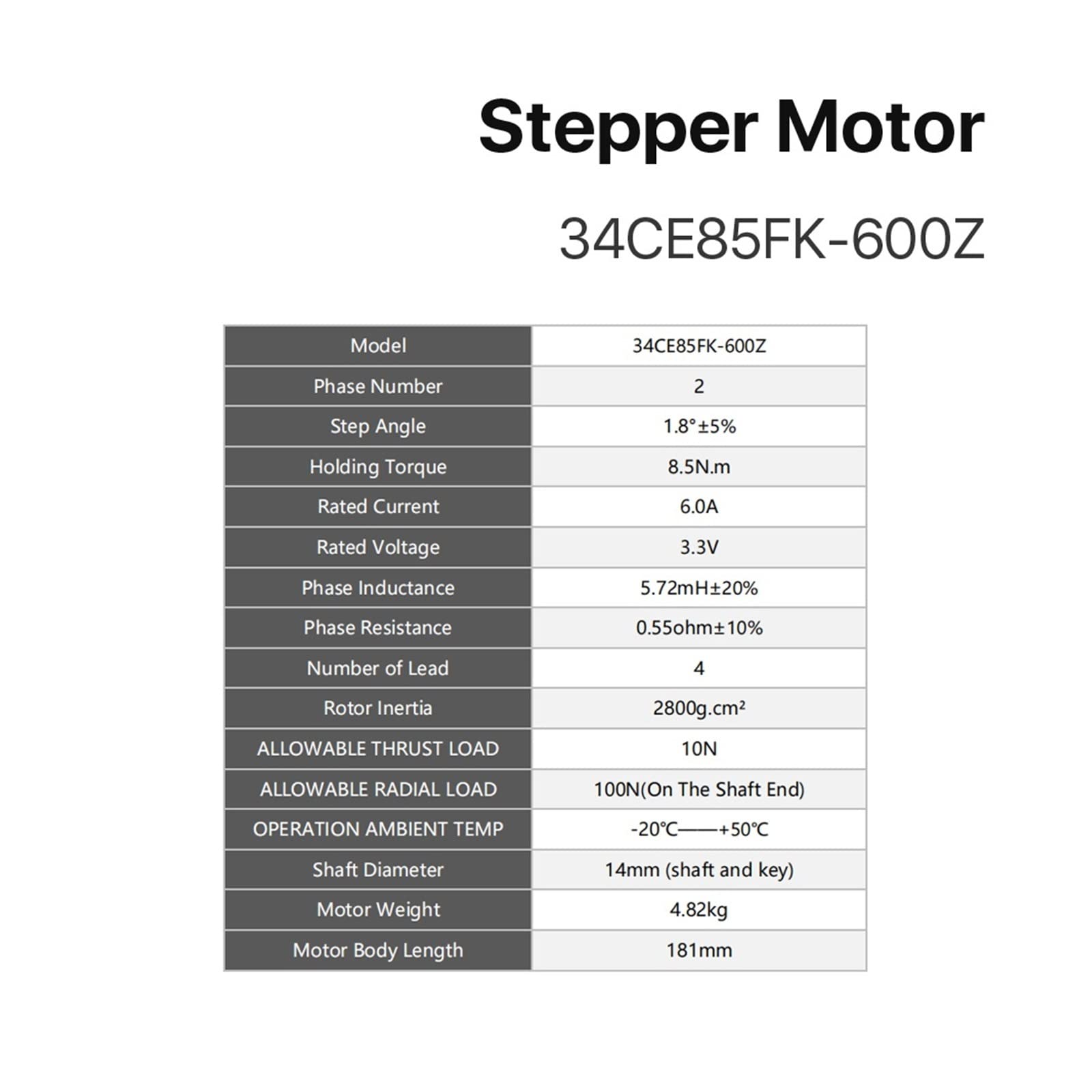 Motore Passo-Passo Nema 34 a Circuito Chiuso 6,0 A 8,5 NM con Freno for CNC