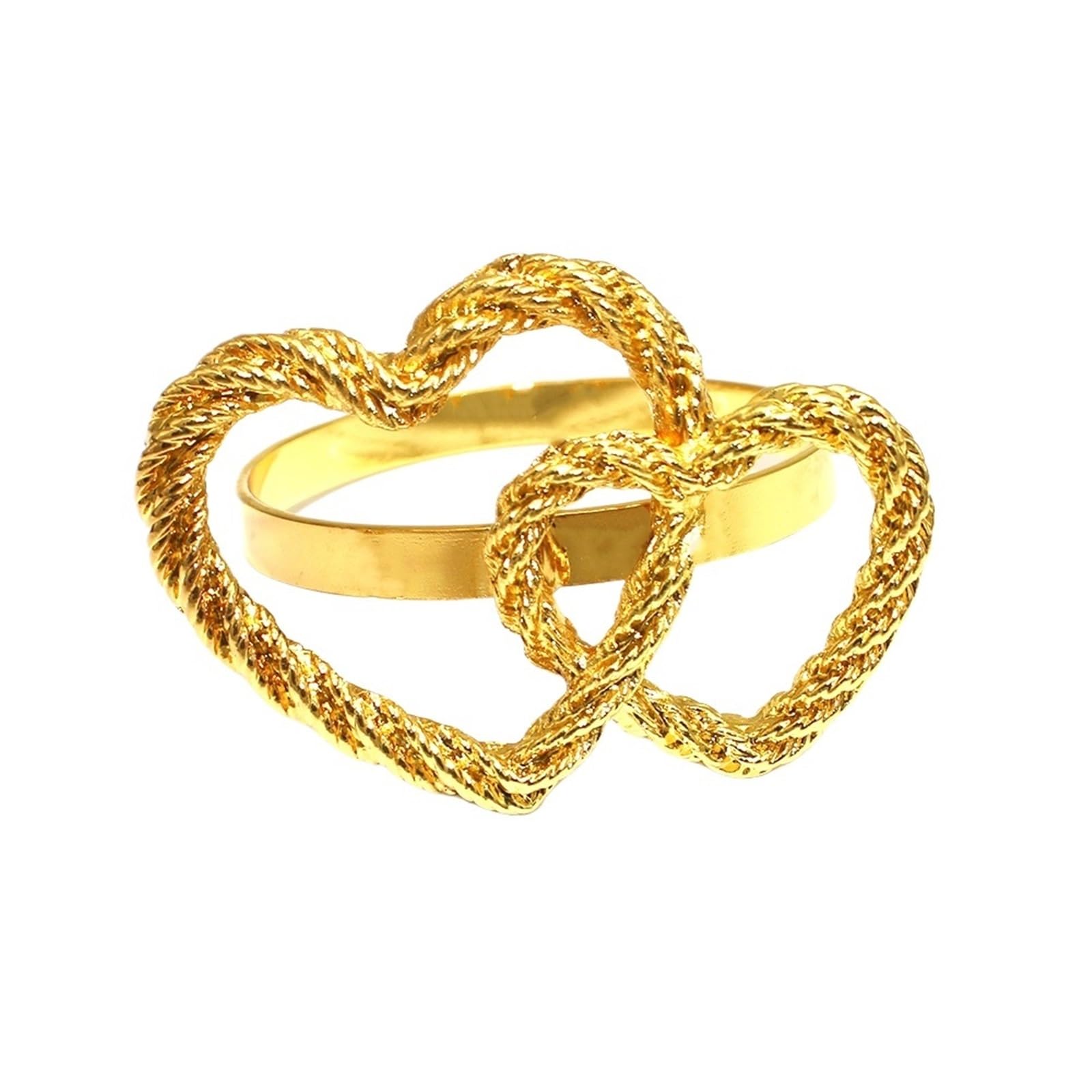 Gold Heart Napkin Rings 12pcs for Wedding Party Table Decor