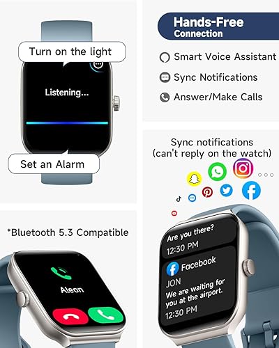 Miniatura 2 de TOOBUR Reloj inteligente para hombres y mujeres Alexa integrado, rastreador de fitness de 1.95 pulgadas con respuestahacer llamadas, IP68 resistente