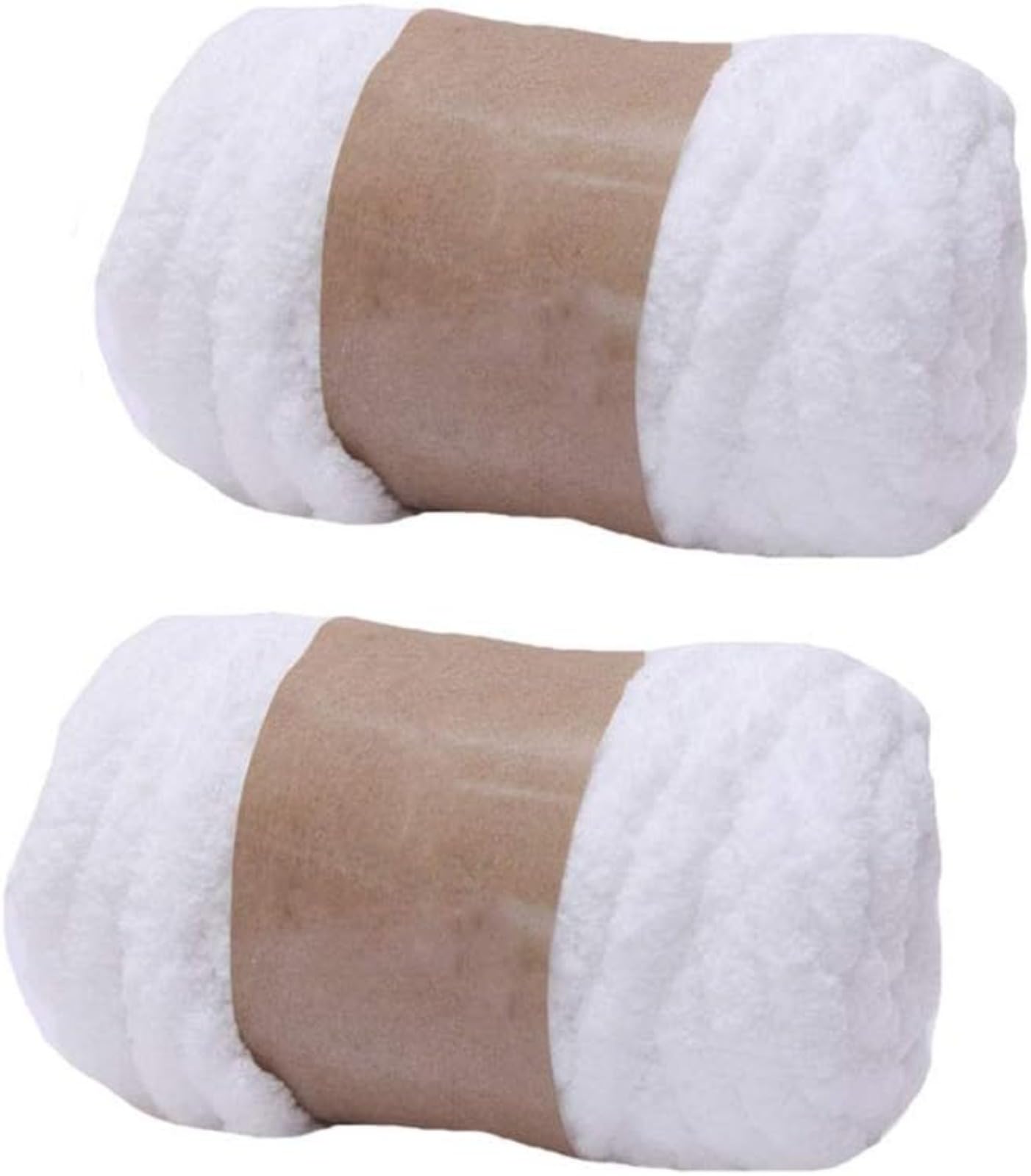 Rieskas White 2-Pack Bulky Super Chunky Purple Chenille Yarn Arm Knitting Blanket Yarn Jumbo Chenille Yarn Diy Mat Hat Scarf Yarn Per Skein 250G-8Oz