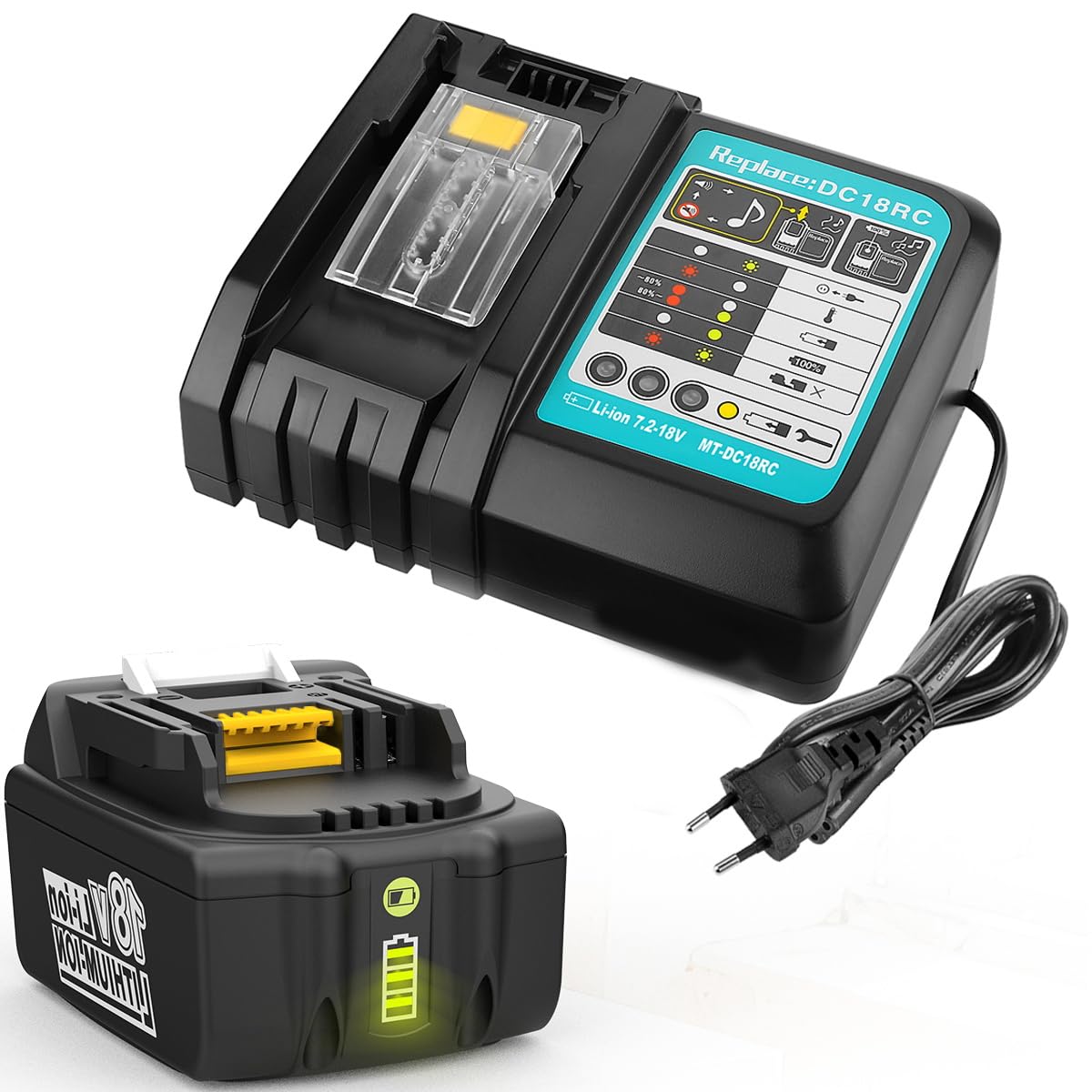 Energup 18V 4.0Ah Batería + Cargador para Makita Batería 18V BL1860 BL1850B BL1850 BL1840 BL1830 BL1820 LXT400