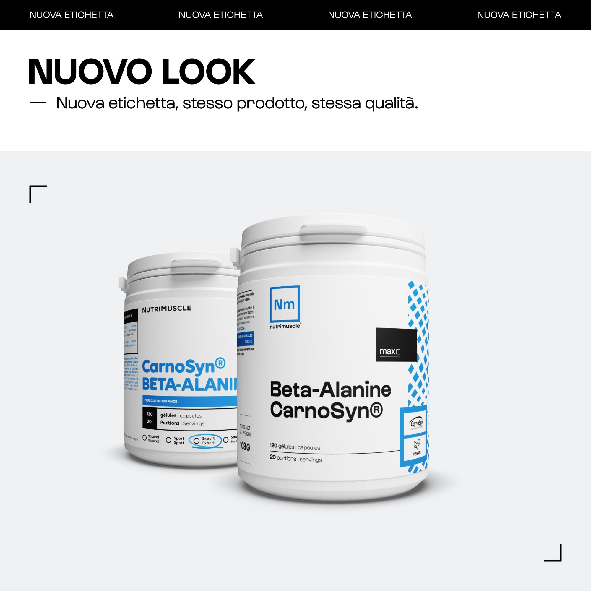 Beta-alanina brevettata | Carnosyn pura al 100% • Ritarda l'affaticamento • Riduce l'acidosi • Vegano • Aminoacido per Forza e Resistenza • Bodybuilding e Fitness | Nutrimuscle | 120 capsule