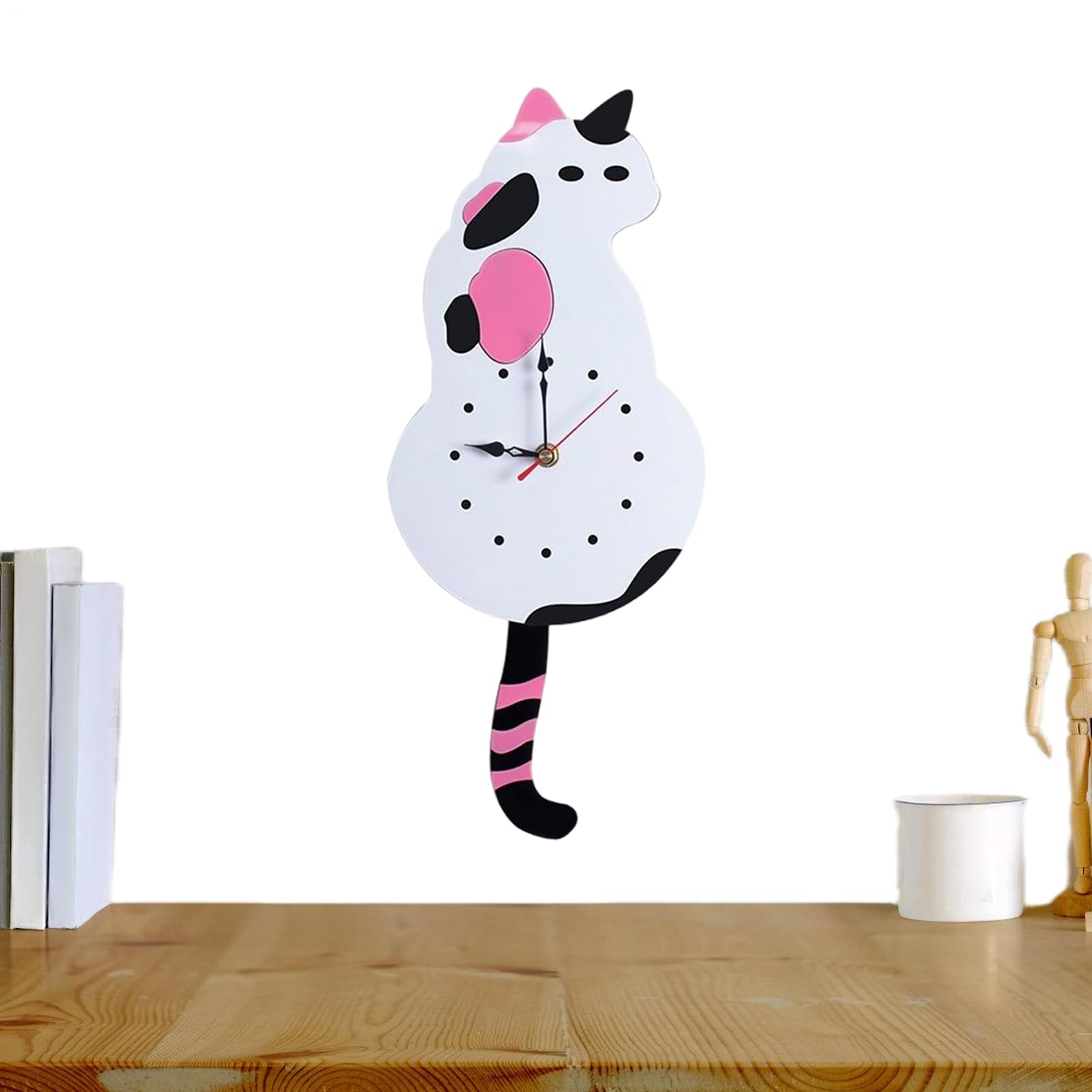 Horloge de chat mécanique pour décorer un bureau ou une cuisine