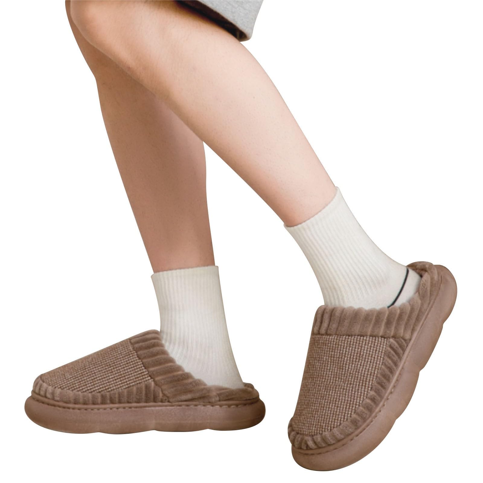 Zapatillas de estar por casa para mujer, suaves, cómodas, antideslizantes, ligeras, pantuflas de fieltro, zapatillas de piel de invierno, espuma viscoelástica de peluche, mullidas para el hogar