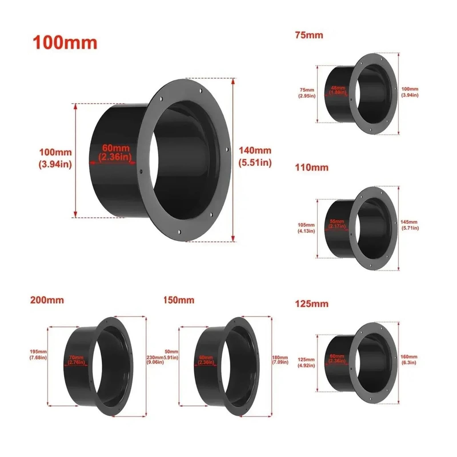 75‑150mm ABS Wall Flange Ventilation Duct Household Fitting