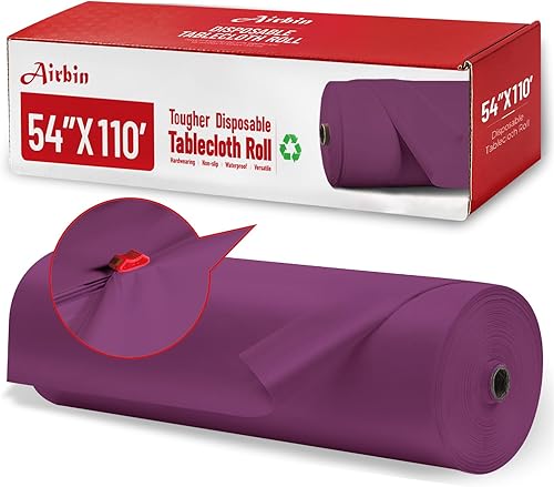 Miniatura 49 de Rollo de mantel de plástico, 310 pies x 54 pulgadas, mantel de mesa de plástico desechable negro, rollo de mantel premium PEVA impermeable negro con