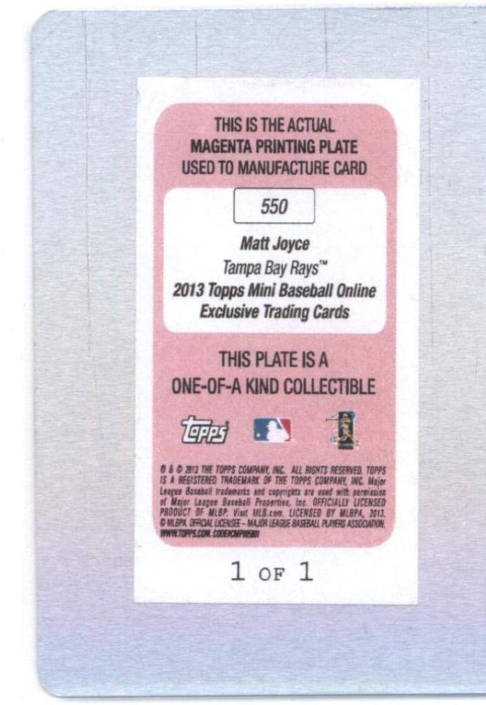 2013 Topps Mini Printing Plates Magenta #550 Matt Joyce Rays MLB Baseball Card /1 NM-MT