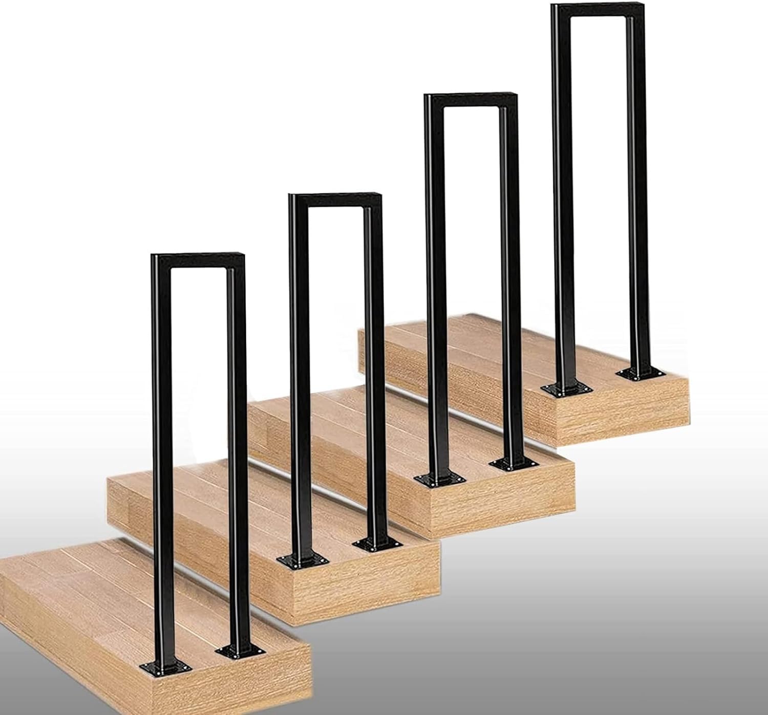 Rambarde d'escalier carrée noire 75 cm avec kit fixation au sol pour balustrade couloir