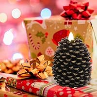 Vista 3 de Wondise - Velas sin llama con temporizador, con mecha parpadeante a batería, de cera real, en forma de piña, para decoración interior de vacaciones