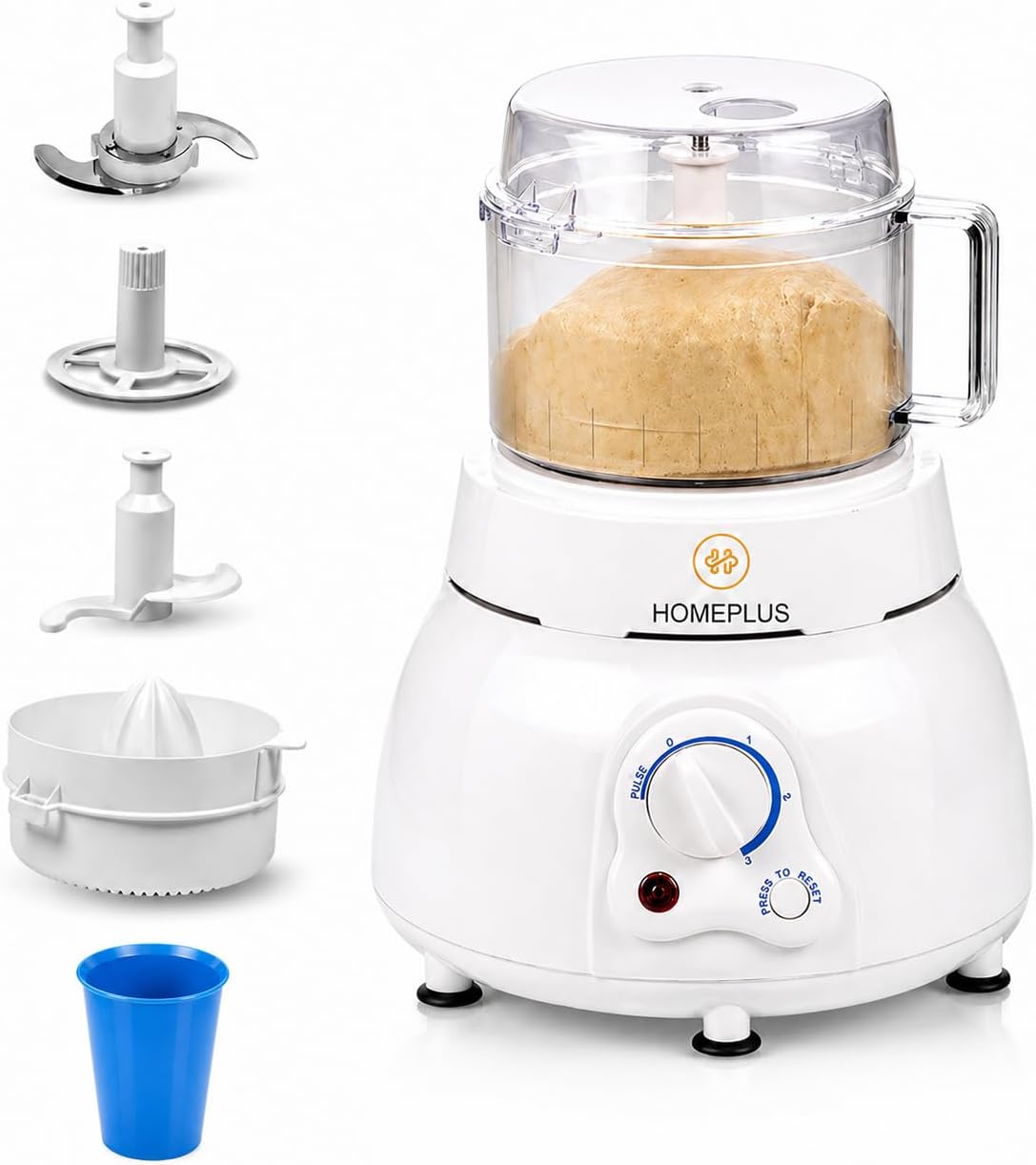 Homeplus Magic Atta Kneader Machine 400W | 4-in-1 Electric Dough Maker & Food Processor for Kneading, Chopping, Juicing & Whisking | Hands-Free, Easy Clean, Compact for Indian Kitchen (White)