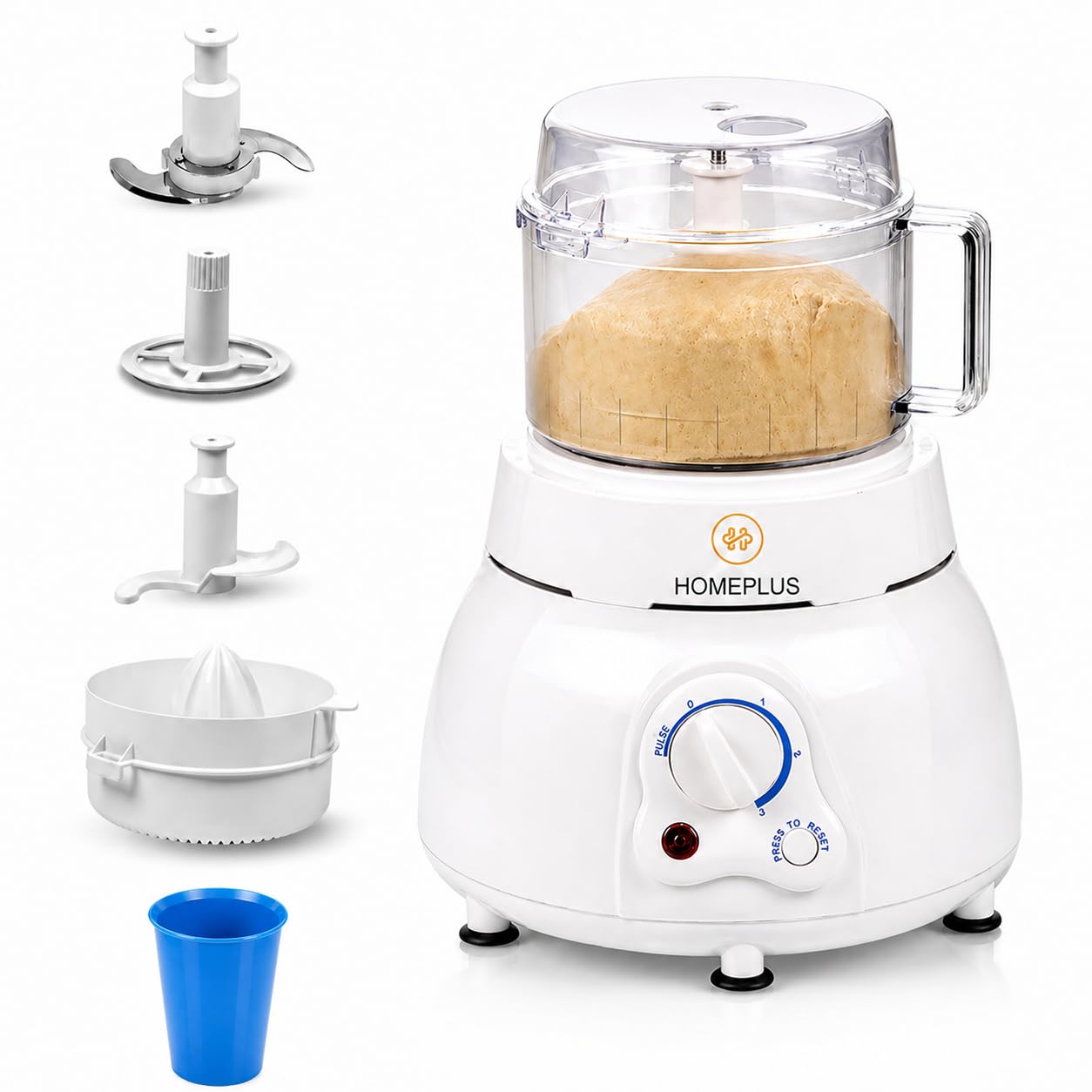 Home Plus Magic 400 Watts Atta Kneader | Food Processor | Cirtus Juicer | Vegetable Chopper | Whisker (White)-image-30
