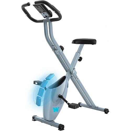 BARWING Stationary Exercise Bike for Home Workout, 5 IN 1 Foldable Indoor Cycling Bike for Seniors, 350LB Capacity, 16-Level Magnetic Resistance, Seat Backrest Adjustments