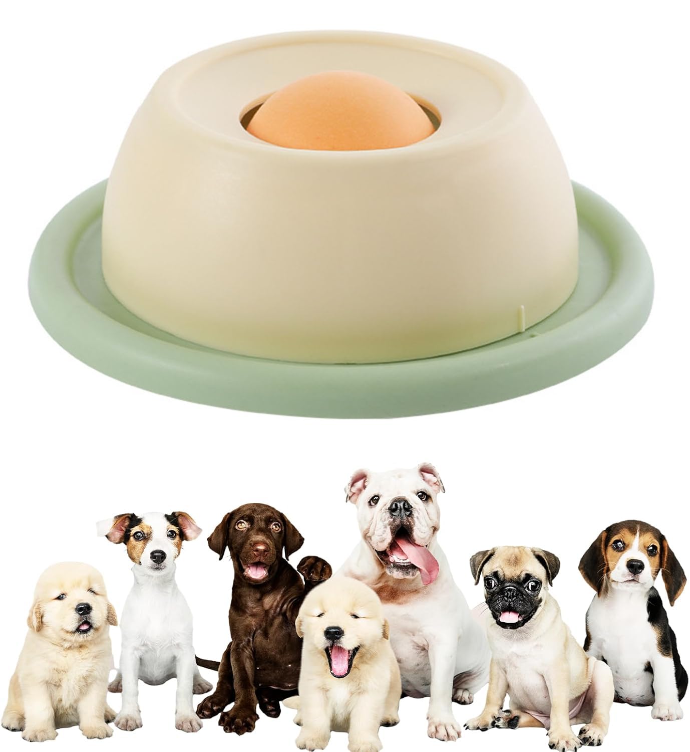 Pet Lick Bowl for Dogs Cats, Liquid Food Slow Feeder Lick Mats, Dog Licks Roll Ball, Non-Slip Licking Bowl Enrichment Toys for Dog Calming & Anxieties Relief (Light Yellow)