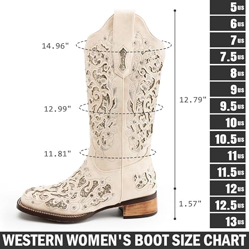 Heelchic Embroidered Mid Calf Cowgirl Boots For Women thumb #5