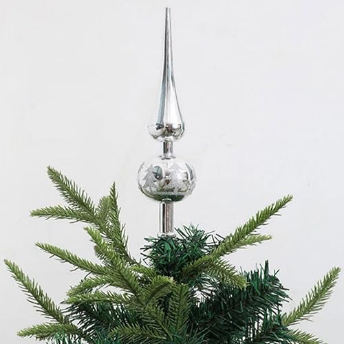 Miniatura 8 de Didiseaon Decoración plateada para árbol de Navidad, 2 piezas, decoración de plástico para árbol de Navidad, colección de vidrio soplado, final de