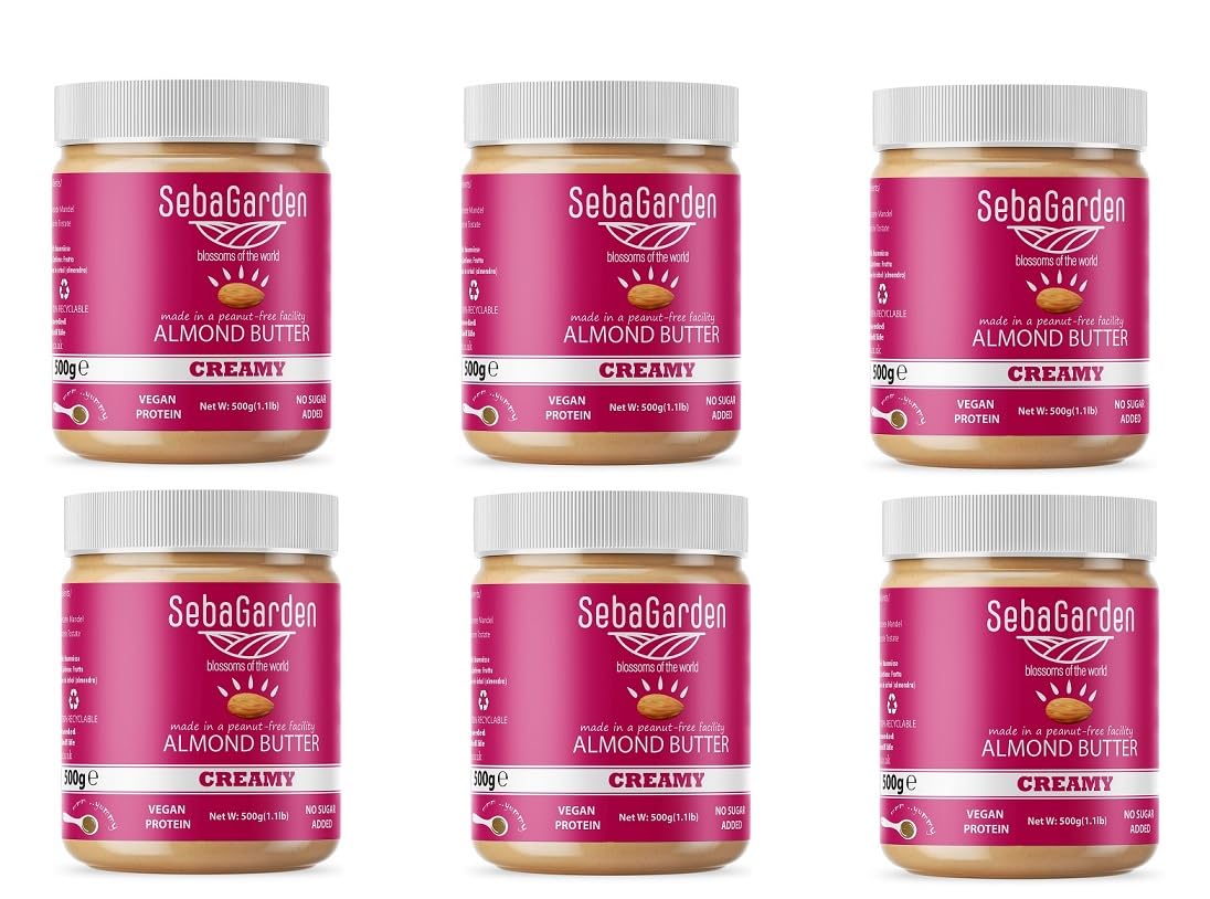 Mandelmus-Seba Garden –reine natürliche cremige glatte kalifornische Mandeln Butteraufstrich, 100% Mandeln, Paleo, Keto-freundlich, ohne Zuckerzusatz (3 Kg)