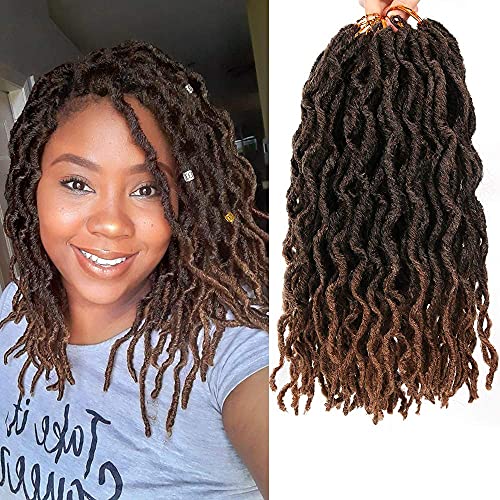6 Packs Faux Locs Crochet Hair 12 Inch, Nu Locs Crochet Hair, Wavy Crochet Locs Short Locs Crochet Braids Crochet Dreadlocks (20 Roots/Pack) #T1B/30 Cover