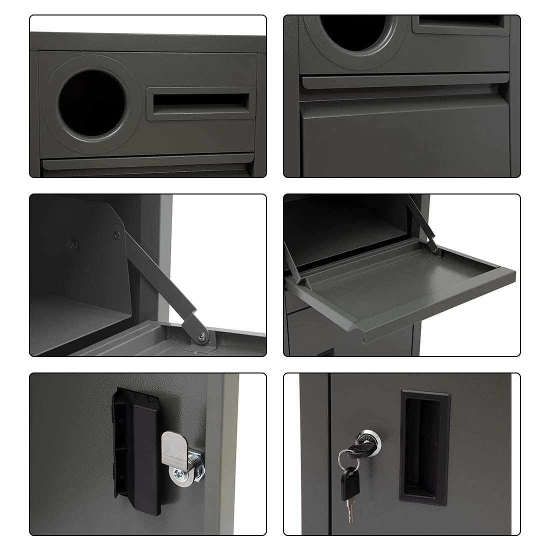 Buzón con compartimento para paquetes, caja de paquetes con cerradura para exteriores, buzón grande de pie, caja de paquetes con compartimento para periódicos, buzón de metal, buzón inoxidable,