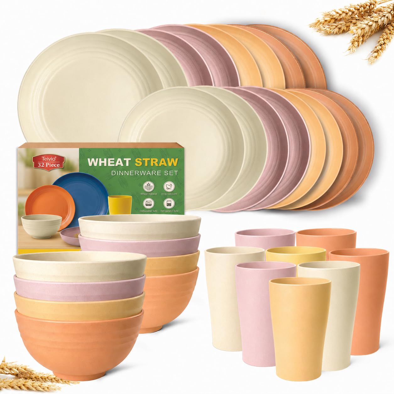 Wheat Straw Dinnerware Set - 32 Piece -22 Wheat Straw Dinnerware Set - 32 Piece -22