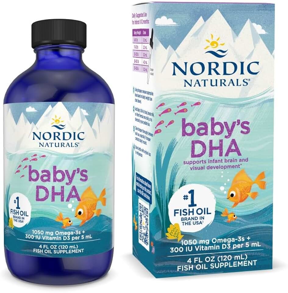 Nordic Naturals 嬰兒’s DHA, Unflavored - 4 盎司 - 1050 mg Omega-3 + 300 IU Vitamin D3 - Supports Brain, Vision & Nervous System 發展 於 Babies - 非基因改造 - Servings May Vary