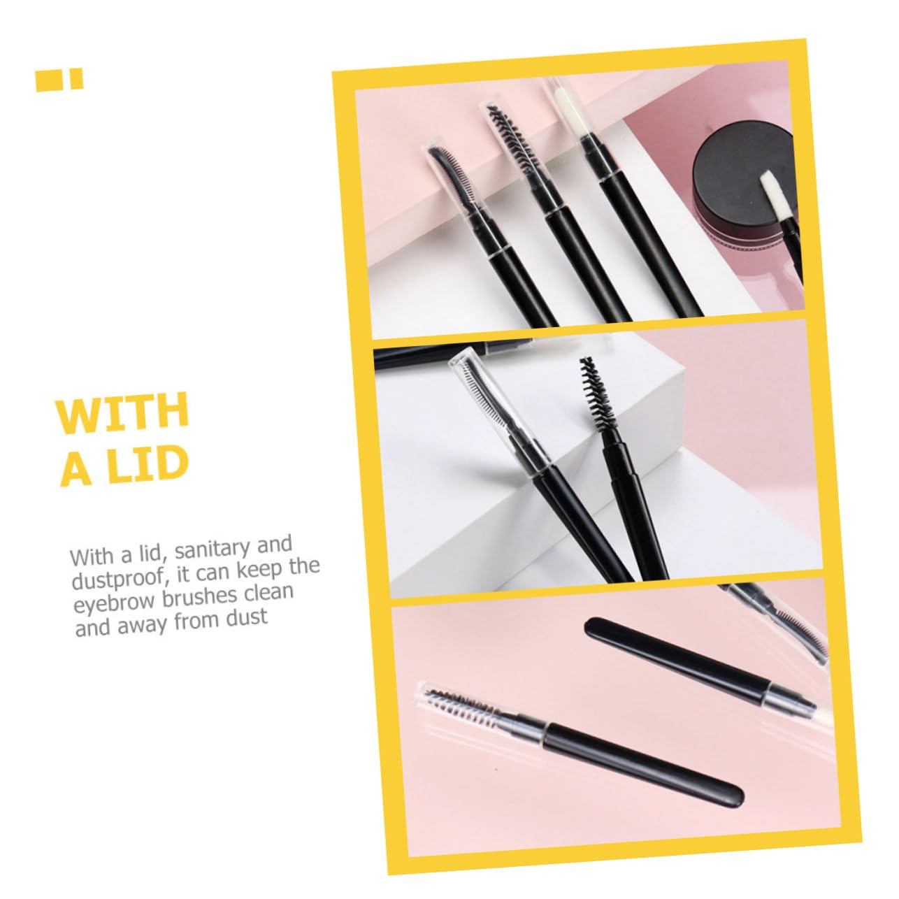 FRCOLOR 60 Stk Wimpernkamm mit Deckel Wimpernbürste Augenbrauenpinsel Make-up-Brauenbürsten-Kit Haarkamm für Frauen Haarbürste praktischer Kamm für Wimpern Augenbrauenkamm Spiral- Werkzeug
