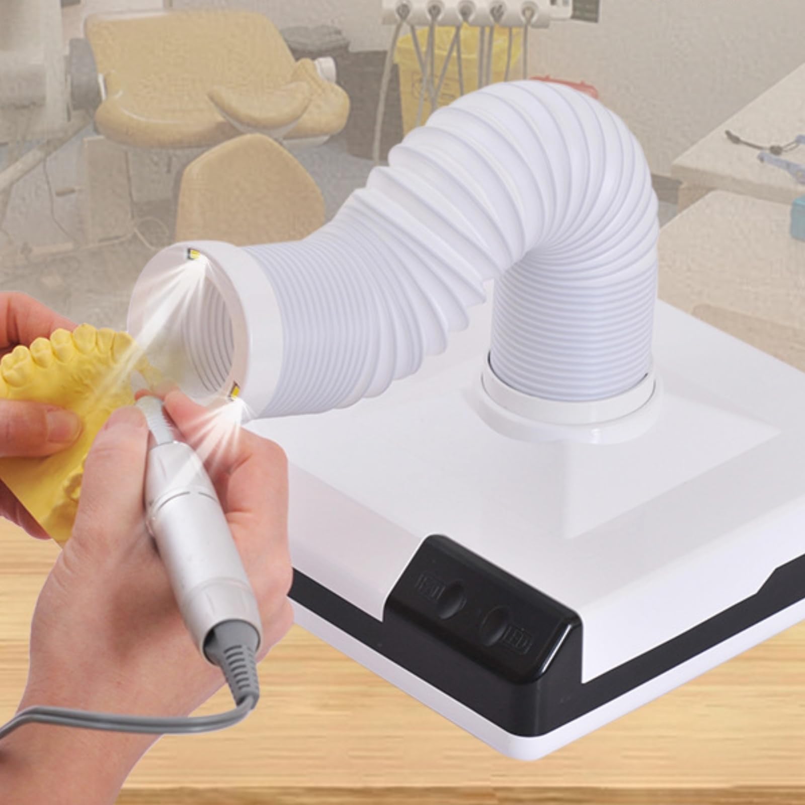 Milageto Colector de Polvo de Uñas Profesional Aspirador de para Manicura Extractor de Partículas Finas Ventilador de Potencia, Rosa, Boca Media - Enchufe Europeo