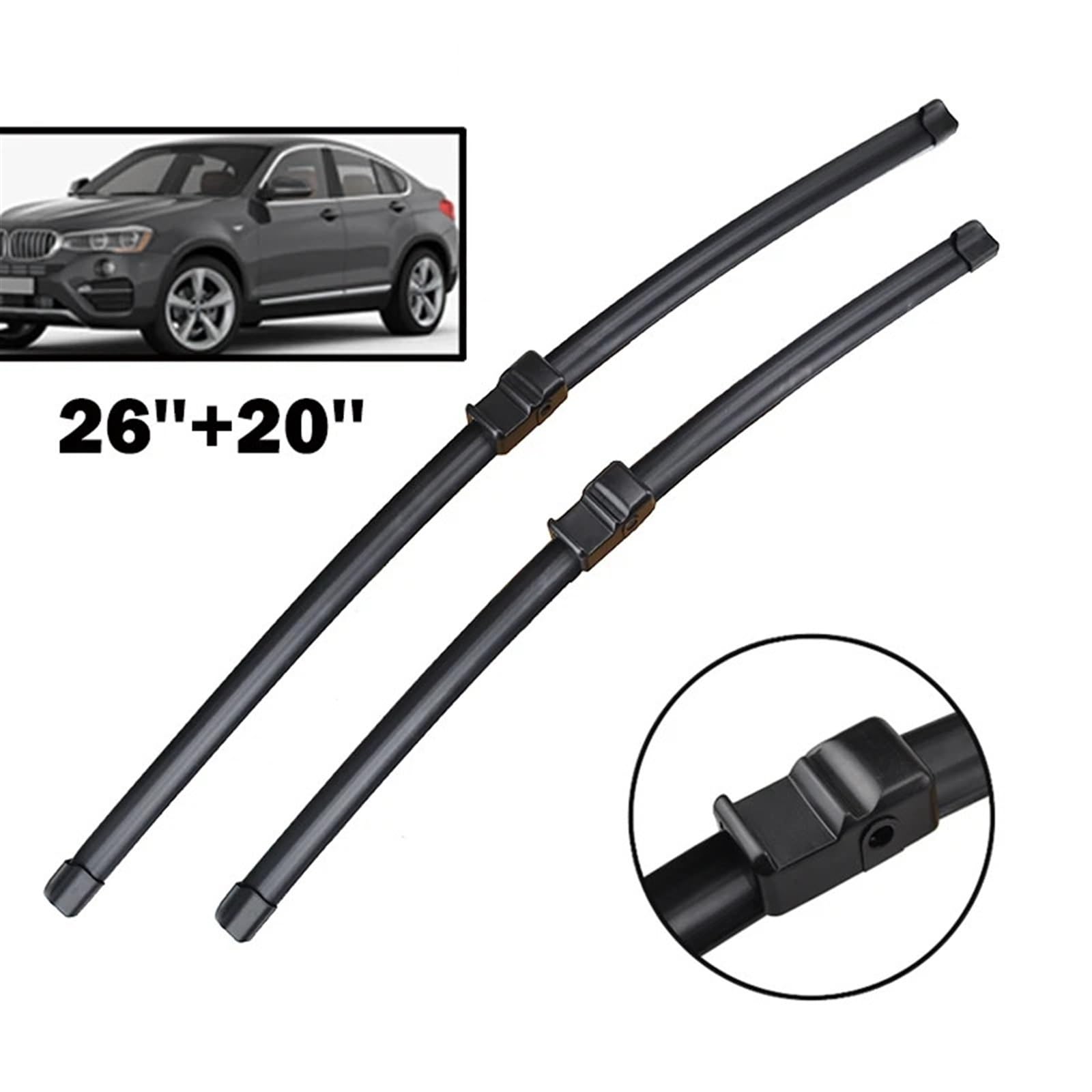 Limpiaparabrisas Coche Compatible Con X3 F25 2010-2016 Limpiaparabrisas LHD Escobillas De Limpiaparabrisas Delanteras Limpiaparabrisas Ventana Coche Cepillos Antilluvia 26"+20"