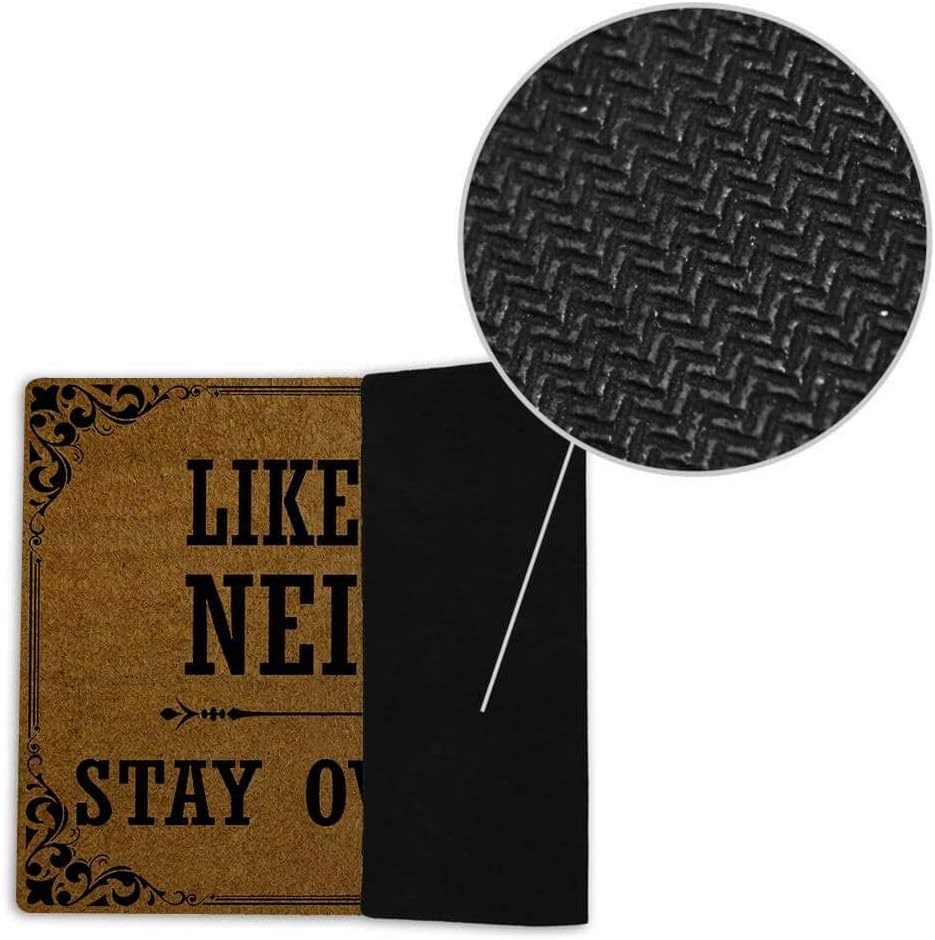 Funny Door Mat Non-Slip Back Rubber Entry Way Doormat Outside | Like A Good Neighbor Stay Over There | Standard Outdoor Welcome Mat | Home Indoor | Non-Woven Fabric 18 Inch x 30 Inch