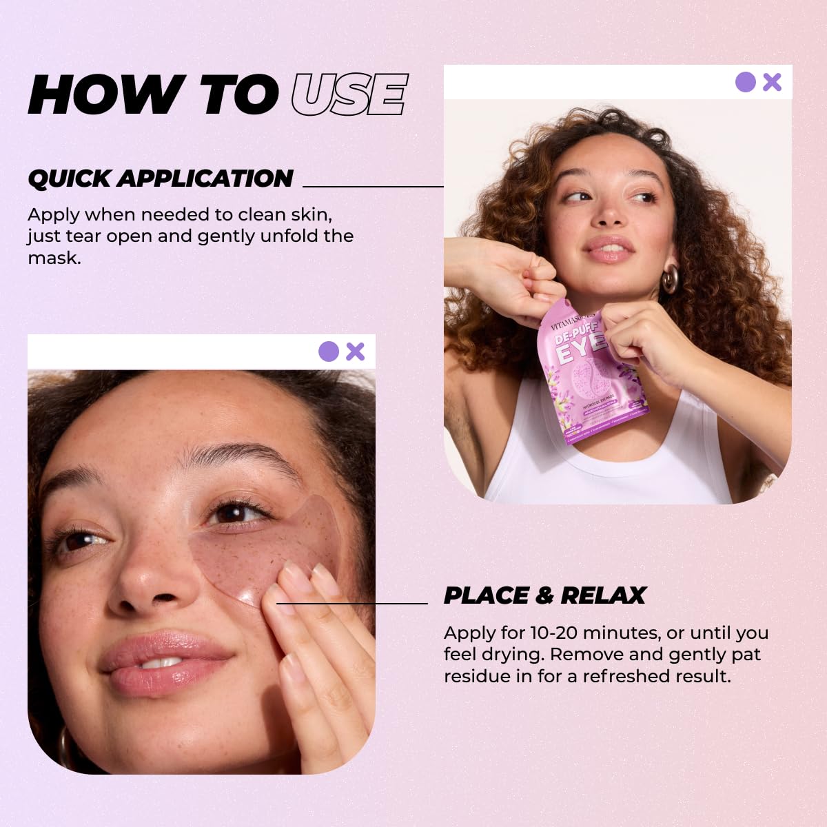 De-Puff Almohadillas de hidrogel para ojos, con lavanda y colágeno vegano (paquete de 3) 4
