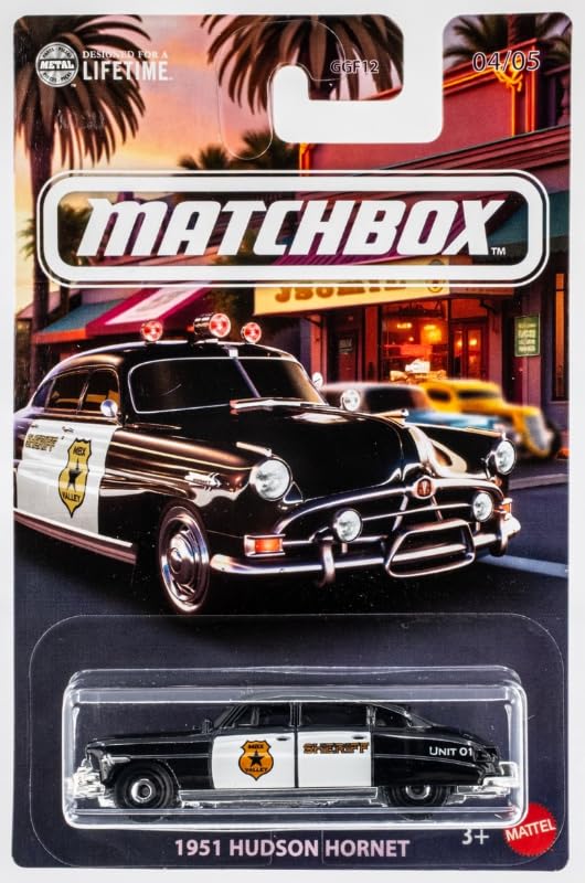 Matchbox 1951 Hudson Hornet policía 1:64 escala miniatura 1