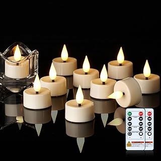 Amagic Flameless Timer Remote Tealights Candles, 3D Black Wick Flickering Tea Lights, 400+Hour White Votive Candles Battery Operated, Set of 24 for Wedding Table Decor, Halloween, Christmas, Holiday