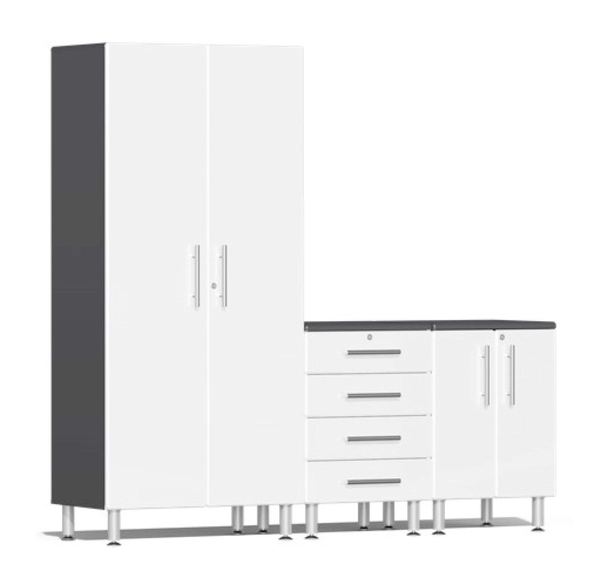 Ulti-Mate UG25030W 3-Piece Garage Cabinet Kit in Starfire White Metallic,grey