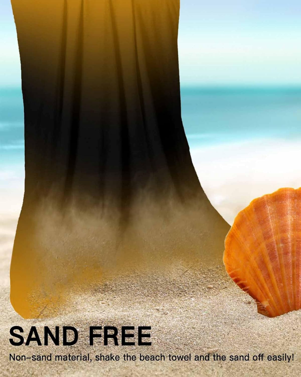 Black Orange Beach Towel - 35x71 inch Sand Proof Water Absorbent Travel Towel for Adults,Gradient Solid Color Minimalist Art Quick Dry Pool Towel Travel Camping Blanket for Yoga Bathroom