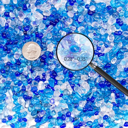 Image of Keedolla 15 Oz Blue Mix Aquarium Glass Pebbles Stones Fish Tank Rocks Gravel, Aquarium Rocks Glass Gems Stones for Crafts, Vase Fillers, Garden, Succulent Plants Decor