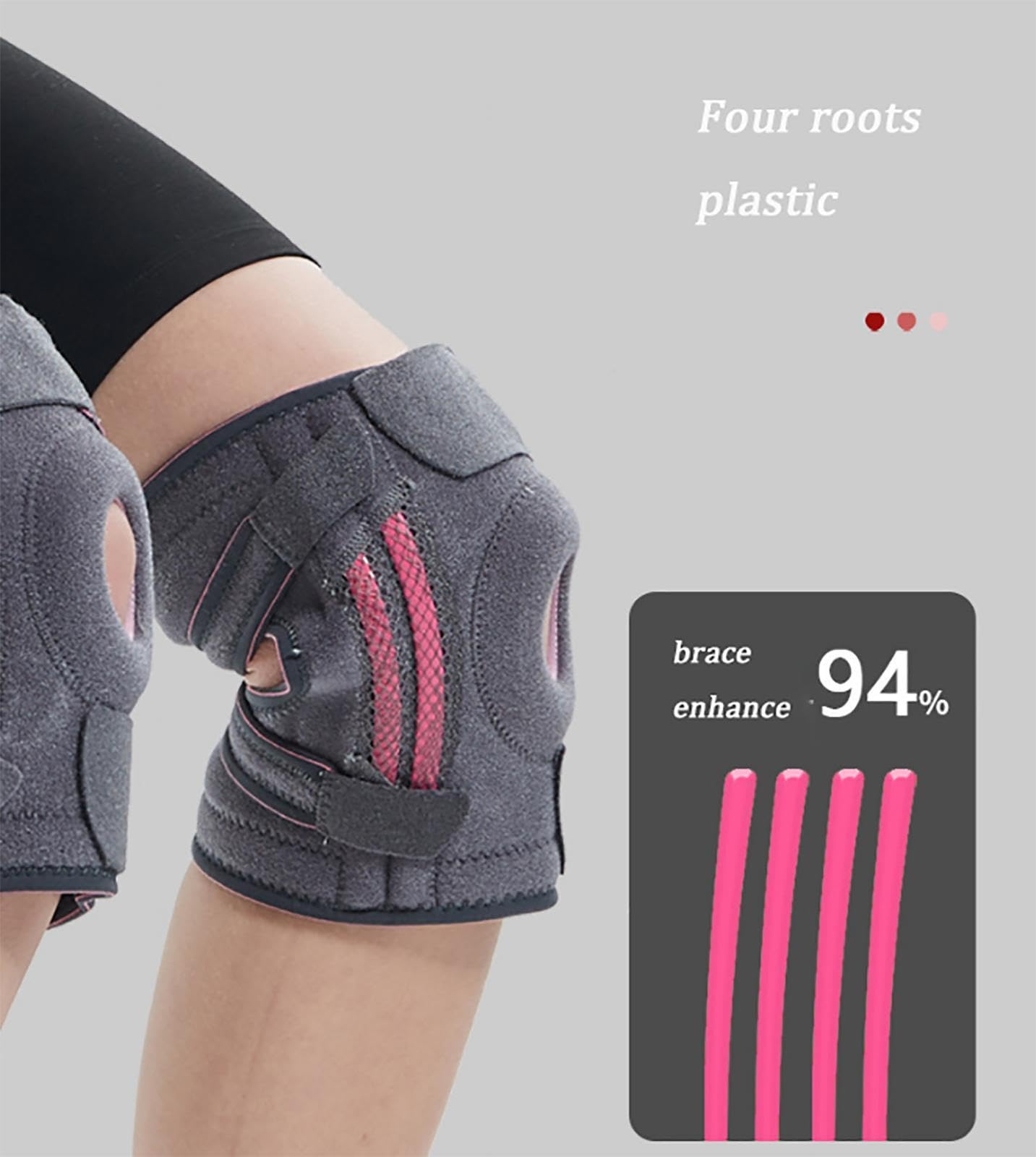 Kniebandage mit Seitlichen Stabilisatoren, Verstellbare Kompressions-Stützhülsenbandage für Männer und Frauen – Arthritis-Schmerzen, Erholung Nach Verletzungen, Laufen, Training,C