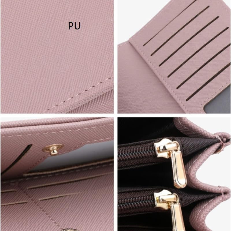 PU Card Bag Wallet Hand Held Bag for Women(Apricot)4
