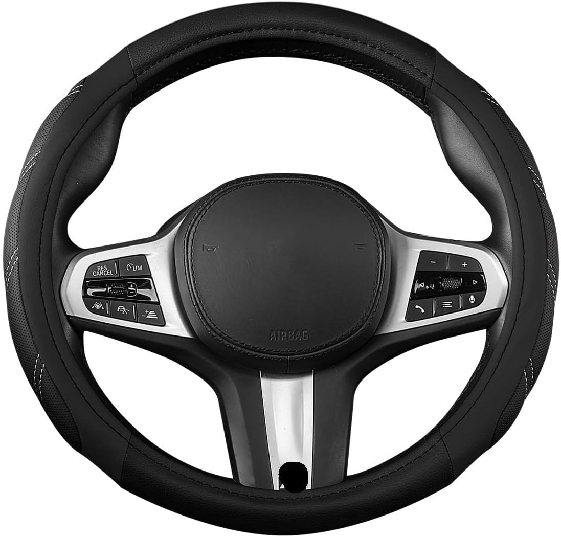 Car Steering Wheel Covers Car Steering Wheel Cover 14-15 Inch Sport All Purpose Upholstered Grip Breathable Truck SUV Wheel Steering Protector(Black)