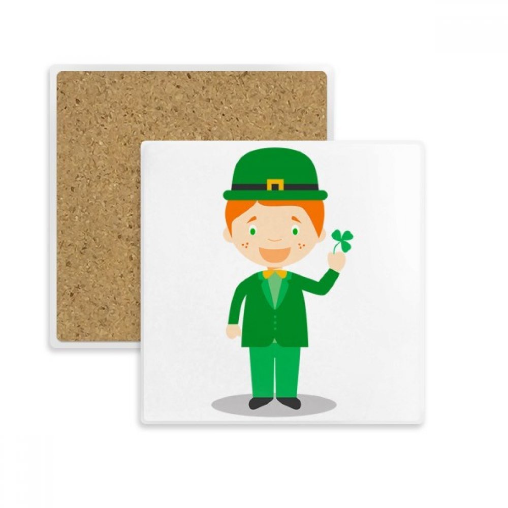Coaster tasse vert Irlande cartoon dessous de verre absorbant pour table