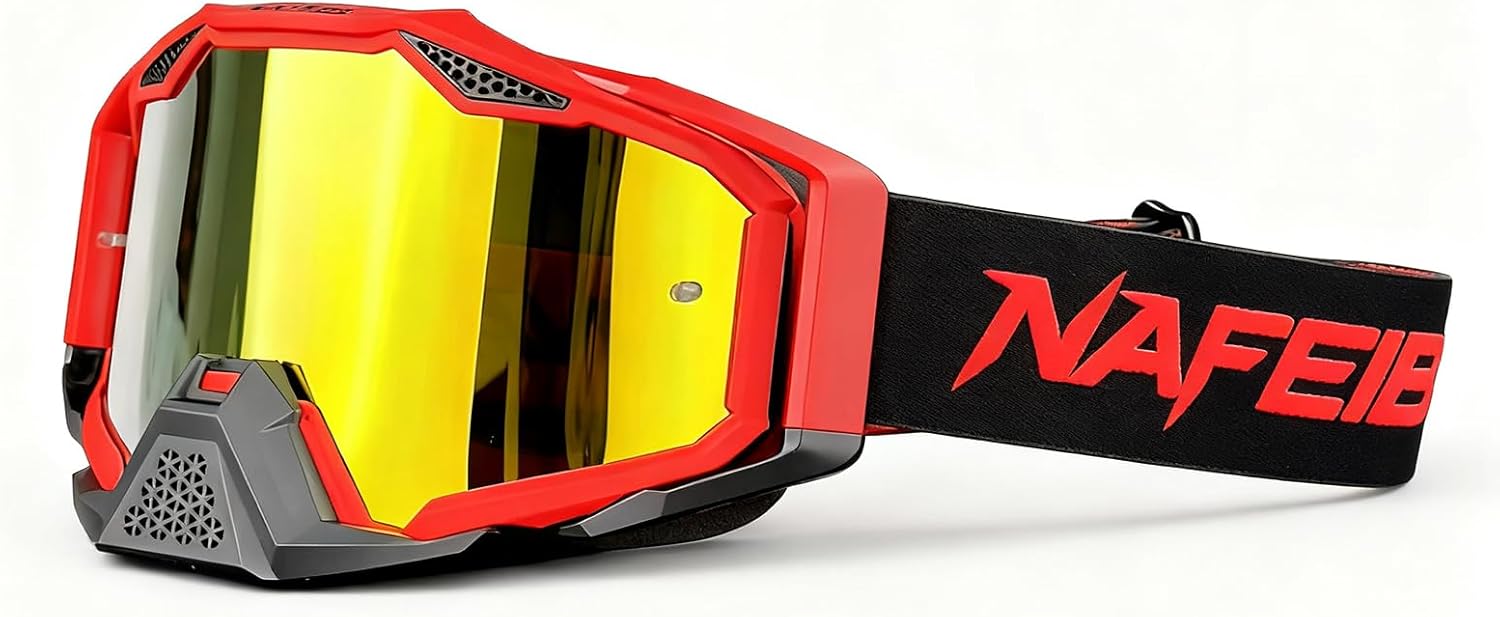 Motorcycle Goggles HD Anti-UV Lens Windproof Sand-Blocking, Motorbike Goggles for Cycling for Adults