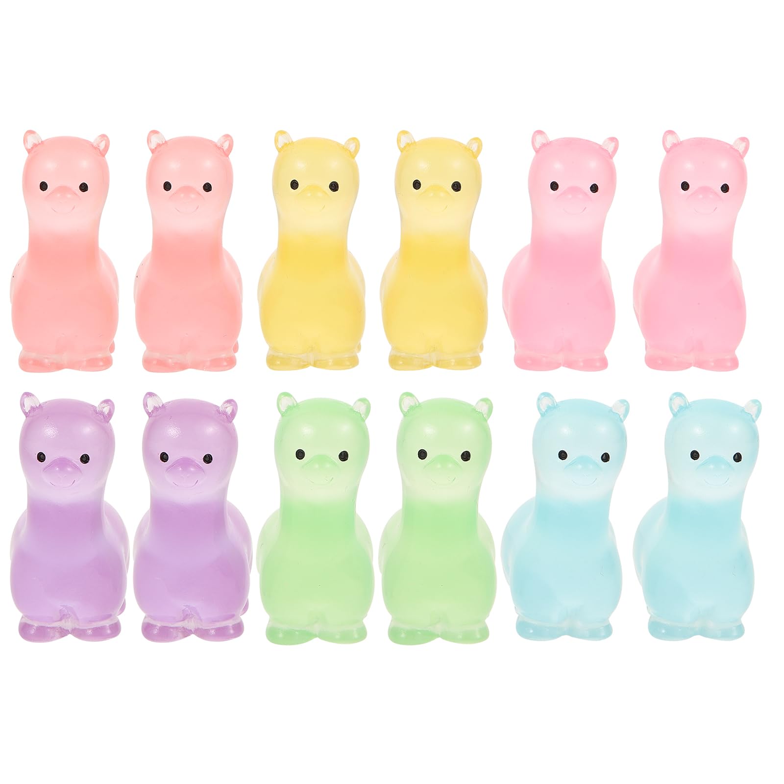 12Pcs Miniature Statue Alpaca Figure: Glow in The Dark Mini Sheep Mini Resin Animals for Garden Micro Landscape