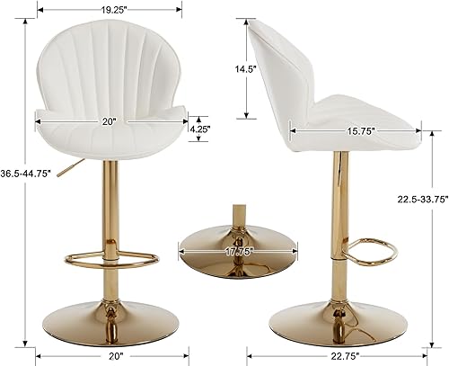 Miniatura 10 de EALSON Juego de 4 taburetes de bar giratorios modernos de altura de mostrador con respaldo y base de metal, sillas de bar ajustables, cómodos