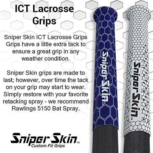 Sniper Skin Ict Lacrosse Stick | Better Alternative To Tape | Easy To Install, Lightweight, Waterproof Replacement | Universal Sizing For Adults & Youth | Black Tiger Shark #TOP4